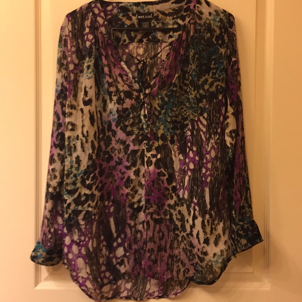 Sheer multi colored dress shirt